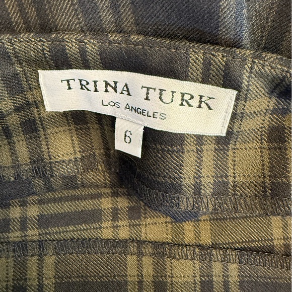 Trina Turk Wool Blend Skirt black dark green plaid Size 6 - Picture 4 of 10